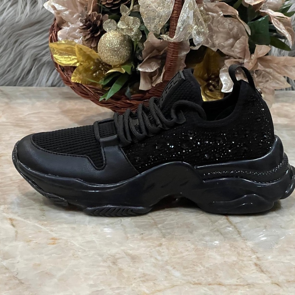 Steve Madden Zaddy Chunky Lace Up Tennis Shoes Sneakers Black New